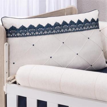 Imagem de Kit enxoval para berço ( monreale) tecido de linho com grippier marinh