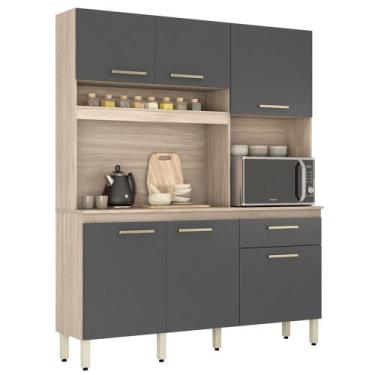 Imagem de Armário de Cozinha Compacta 160cm Saul D02 Avena/Grafito - Mpozenato, 