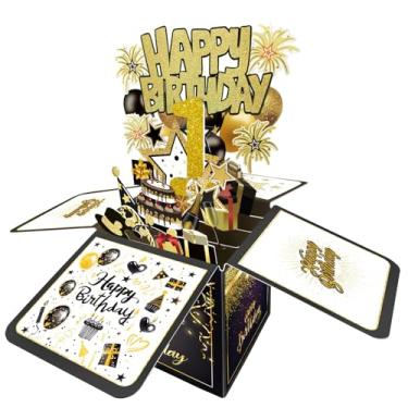 Imagem de Cartão de 1º aniversário, decorações de 1º aniversário para meninas, meninos, para ela, ele, cartões 3D de feliz aniversário para filha filho de 1 ano, caixa de presente de aniversário para neto e