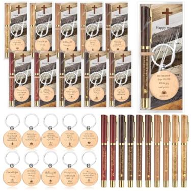 Imagem de Lincia 30 conjuntos de canetas esferográficas inspiradoras de versículo bíblico cristão com chaveiros religiosos, cartões motivacionais, presentes de igreja para mulheres e homens, escola dominical,