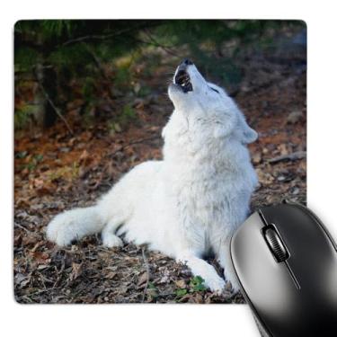 Imagem de White Arctic Wolf, uivando 2 - Mouse pad, 20 x 20 cm (mp_124322_1)