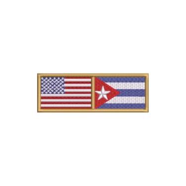 Imagem de BP0055-0010-011 Bandeira EUA Cuba Patch Bordado 11×3,8cm (D-Arquivo Matriz para bordar.)