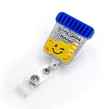 Imagem de Tian Zhun Carretel de crachá engraçado retrátil para enfermeira com clipe de identificação, acessórios de acrílico para crachá de urina, presente para enfermeiros, estudantes, urologia, urologista,