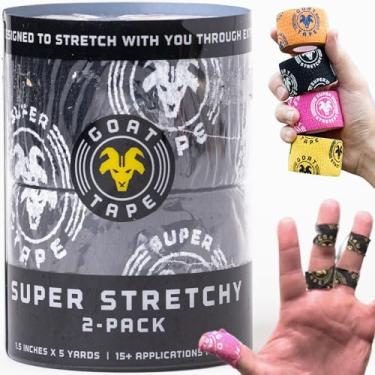 Imagem de Goat Tape Super Stretchy Thumb Tape - Weightlifting Hook Grip Tape & WOD Tape for Cross Training, Gym Workout Tape, Athletic Finger Wrap - Flexes with Every Move - 15 Feet per Roll (Black 2-Pack)