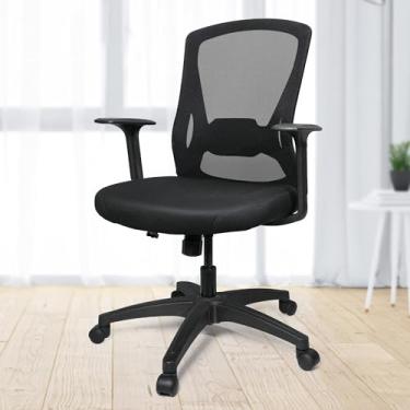 Imagem de Cadeira ergonômica giratória grande acolchoada para computador e escritório com altura ajustável para trabalho de pessoas pesadas