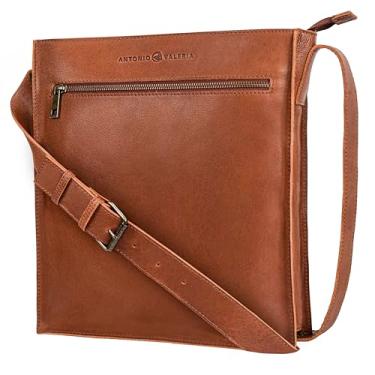 Imagem de Presente de Natal | Bolsa mensageiro masculina de couro premium ANTONIO VALERIA Austin, Sequoia lavada oleosa, Bolsa carteiro