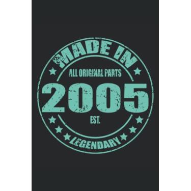 Imagem de Computadora portátil: Libreta en blanco con portada cumpleaños nacido 2005 |120 páginas rayadas |tapa blanda |tamaño A5 |perfecto para notas, textos, grabaciones, etc.