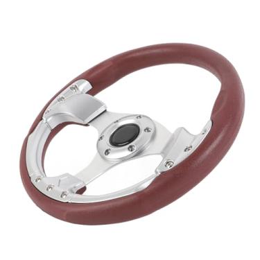 Imagem de Volante de Corrida, Volante Estilo Esportivo de Couro PU de 13 Polegadas para Veículo Com Adaptador de Cubo de 6 Furos (Prata)