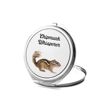 Imagem de SpreadPassion Espelho compacto Chipmunk Whisperer, presente de sussurro de esquilo, espelho fotográfico de sussurro de esquilo, espelho de maquiagem de viagem, espelho pequeno de mão, espelho de bolso