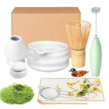 Imagem de ELIMTEC conjunto e tigela de batedor matcha, kit de batedor matcha, tigela com bico, peneira para pó, suporte para batedor de cerâmica, colher ferramentas de chá japonesas para presente de c