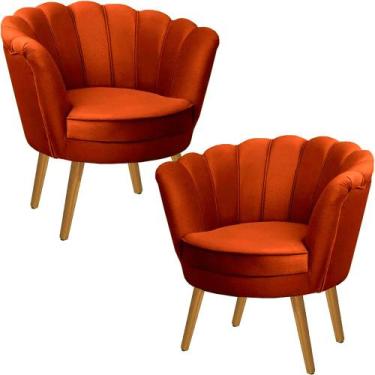 Imagem de Kit Duas Poltronas Pétala em Sued Premium Terracota - Sua Casa Decoraç