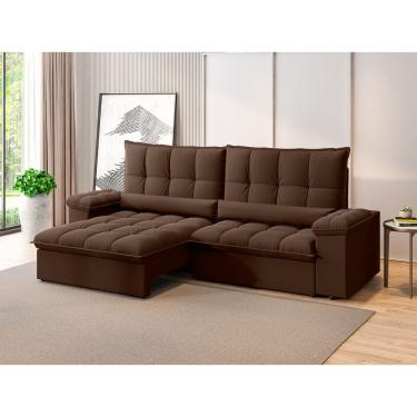 Imagem de Sofá Sideral Retrátil e Reclinável com Molas no Assento 2,30m Velosuede - NETSOFAS - Marrom