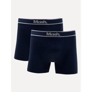 Imagem de Cueca Mash Boxer Microfíbra Seamlss Gray Sash Azul Marinho Pack 2UN, M