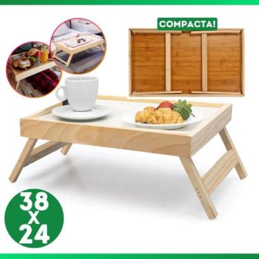 Imagem de Bandeja Mesa De Cafe Com Pezinhos Para Café Da Manhã na Cama e Sofá - 