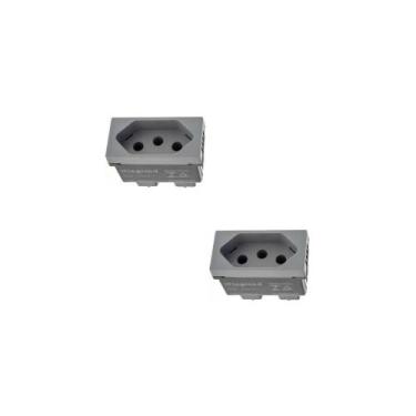 Imagem de Kit 2 Modulos Tomada 20A Cinza Borne 615060CZ+ Pial Plus+ - Legrand