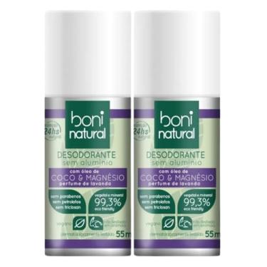 Imagem de Kit 2 Desodorante Boni Natural Roll-On Natural Coco E Magnésio Vegano Lavanda 24Hrs Proteção 55ml