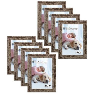 Imagem de Kit 8 Molduras Porta Retrato 15X21 Marrom - Santamaria Molduras