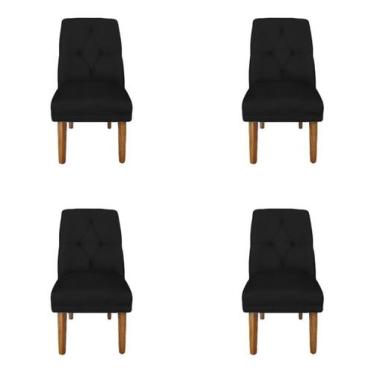Imagem de Kit 4 Cadeiras De Jantar Helena Suede Preto - Dominic Decor