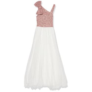 Imagem de Speechless Vestido de festa formal maxi de um ombro para meninas, Rosa/marfim, 7
