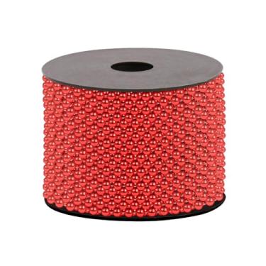 Imagem de Uxney Guirlanda de pérolas artesanais, 4 mm x 65,6 pés contas de árvore de Natal ornamentos de pérolas para decoração de árvore de Natal DIY festa de casamento (vermelho)