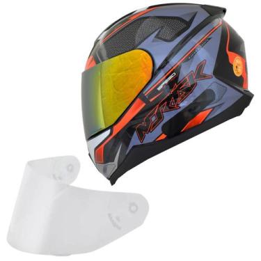 Imagem de Capacete Moto Norisk Razor Speedmax Cinza Viseira Dourada, Cinza laran