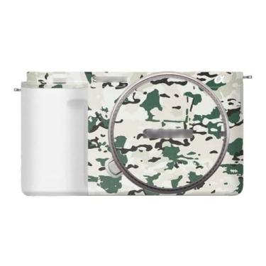 Imagem de Adesivo de capa de câmera branca para Sony ZV-E10 película protetora antiarranhões decoração protetora (couro branco + camuflagem selva)