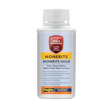 Imagem de Shield Technology Rustins HoneRite Gold Water Additive 250 ml – Protege as ferramentas e melhora a afiação com um aditivo sustentável e não tóxico para prevenção de ferrugem