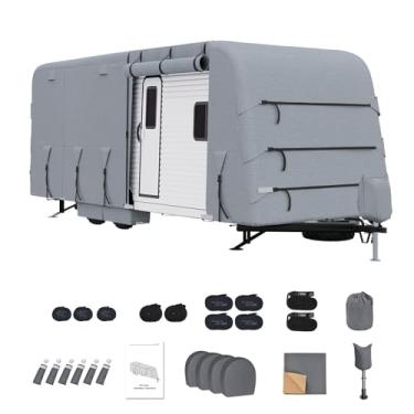 Imagem de GarveeTech Capa de trailer de viagem para trailer serve para 24 a 27 pés, à prova d'água/resistente a UV/capa de trailer Rip-Stop, capa de trailer resistente de 4 camadas com capas de calha, capa de
