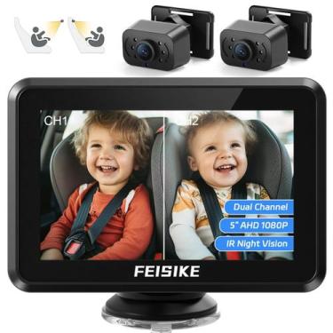 Imagem de Câmera de Bebê FEISIKE 1080P com Tela Dupla de 5 Polegadas para Carro