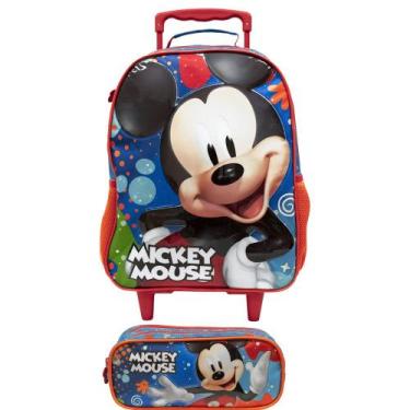 Imagem de Kit Escolar Mochila de Rodinhas 16 Mickey com Estojo Xeryus