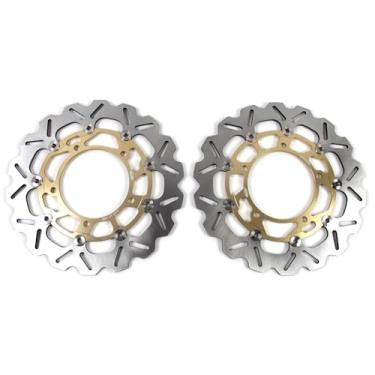 Imagem de 1 par de discos de freio dianteiros flutuantes de rotores compatíveis com Suzuki DL1050 V-STROM 2020-2021, DL1050 V-STROM XT 2020-2021, peças de acessórios de motocicleta douradas