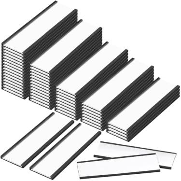 Imagem de MotiMind 200 peças de porta-etiquetas magnéticas de canal C de 15 x 5 cm com papel branco de substituição e películas plásticas transparentes, etiquetas de nome de cartões magnéticos para acessórios