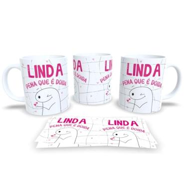 Imagem de Caneca de Porcelana Personalizada Amigas Frases Engraçadas e Divertidas Pack19 (Linda pena que é doida)