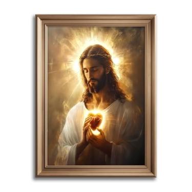 Imagem de Arte de parede em tela do Sagrado Coração de Jesus Cristo Jesus Divina Misericórdia Retrato Tranquilidade Pintura Imagem Decoração de Parede Pôster Impressão Arte para Sala de Estar Quarto Igreja