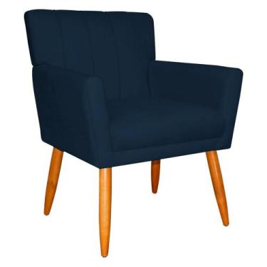 Imagem de Poltrona Decorativa para Sala de Estar Cecília Suede Azul Marinho - Mo
