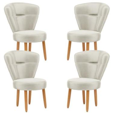 Imagem de Jogo 4 Poltronas Estofadas para Maquiagem Sala de jantar cozinha Tecid