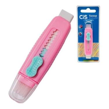 Imagem de Borracha Escolar Retratil Cis Sweep C/vassourinha Tom Pastel, Rosa