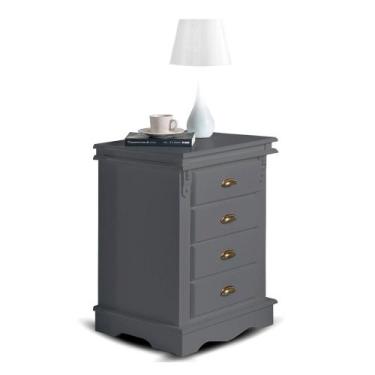 Imagem de Mesa de Cabeceira 4 Gavetas Manchester 2044 Linz Móveis, Cinza