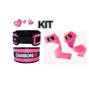Imagem de Cinto fecho de contato cross academia + strap - CARBONFIT, Rosa, P