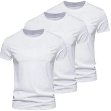 Imagem de Kit Camiseta Básica Algodão Masculina - 3 Peças-Masculino