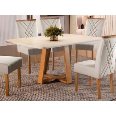 Imagem de Mesa de Jantar 4 e 6 Lugares Madeira Maciça  Tampo Retangular 100 MDF 