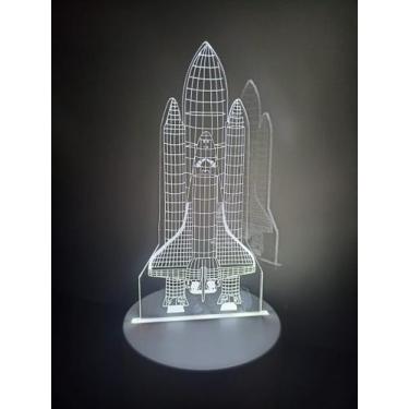 Imagem de Luminária Abajur Foguete NAve Display Acrílico Led 3d Mesa Quarto Namo