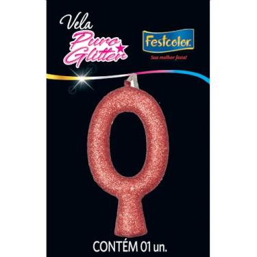 Imagem de Vela Puro Glitter Rose Gold N 0 - Embalagem com 1 unidade.
