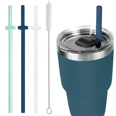 Imagem de Canudos para YETI Rambler Yeti Acessórios reutilizáveis de substituição de canudos de silicone para copo Yeti 30/567.0 g Tampa Magslider grau alimentício e livre de BPA pacote com 3 com escova de