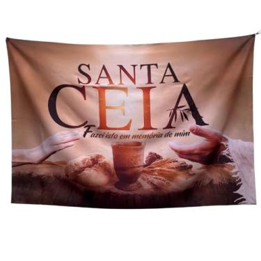 Imagem de Bandeira Decorativa Estampas Religiosas Para Igrejas Evangélicas Tecido Oxford Sublimado a Laser 100x150cm da Marca Cais Comércio (escolha a sua) (Santa Ceia)