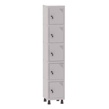 Imagem de Armário Guarda Volume Locker Roupeiro 1 Vão 5 Portas Aço GRF501/5 Cinza - Pandin