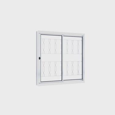 Imagem de Janela de Aço de Correr 100x100cm 2 Folhas com Grade Mosaico e Vidro Riobras