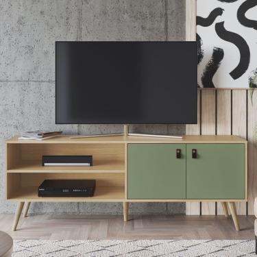 Imagem de Rack para TV até 55 Polegadas 2 Portas e Pés de Madeira Amber Genialflex