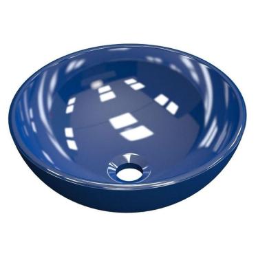 Imagem de Cuba Pia De Apoio Para Banheiro Redonda Bowl 30 C08 Azul Escuro