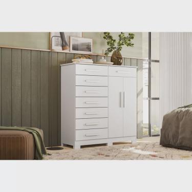 Imagem de Cômoda 8 Gavetas 2 Portas com Cabideiro Verona